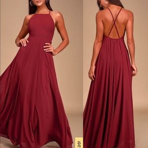 Wine red maxi dress